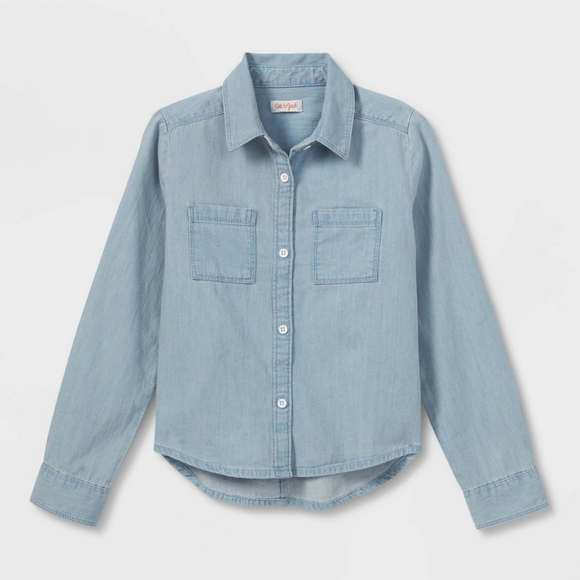 Other - Girls' Long Sleeve Woven Button-Down Shirt - Cat & Jack